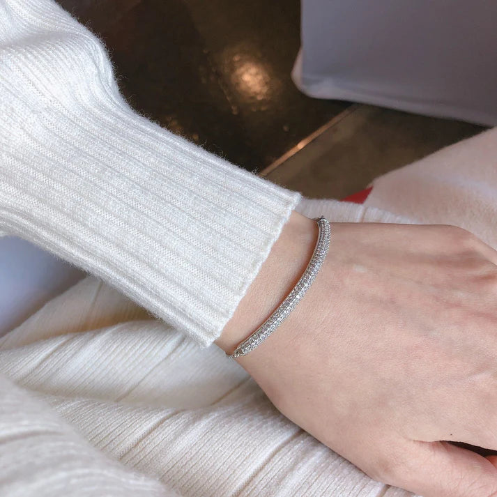 Exquisite Cold Wind Full Inlaid Zircon Curved Bracelet