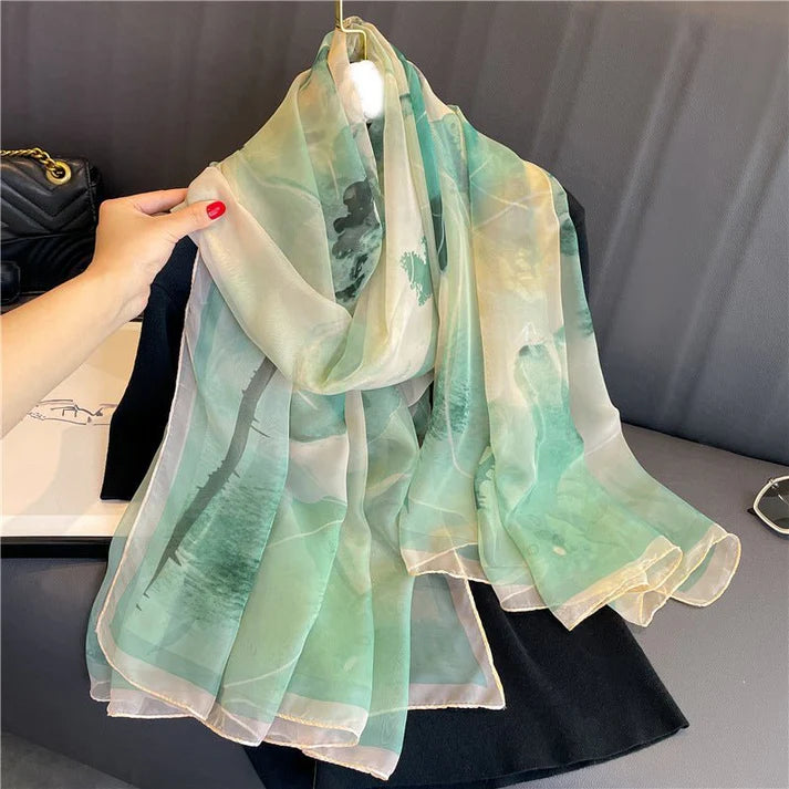 Light Luxury Artificial Silk Talma Yousoft Scarf Women's Large Size Pattern Commuter