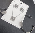 Silver Rectangle Crystal & Pearl Jewelry Set